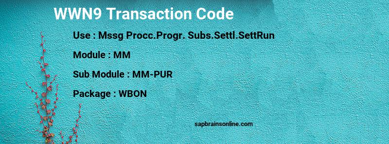 SAP WWN9 transaction code