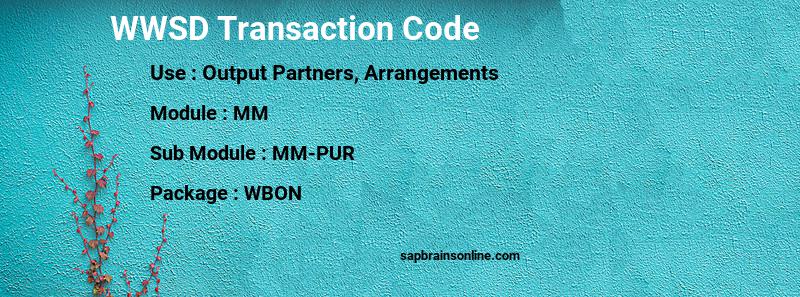 SAP WWSD transaction code