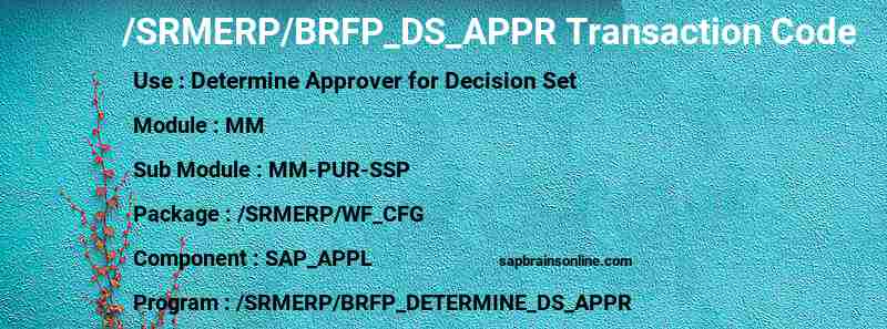 SAP /SRMERP/BRFP_DS_APPR transaction code