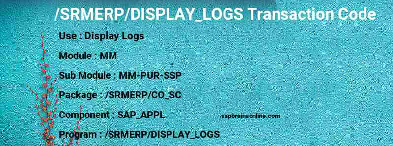 SAP /SRMERP/DISPLAY_LOGS transaction code