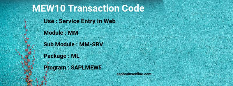 SAP MEW10 transaction code
