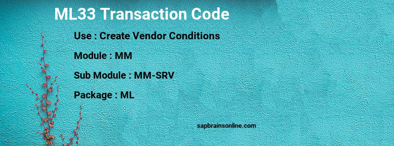 SAP ML33 transaction code
