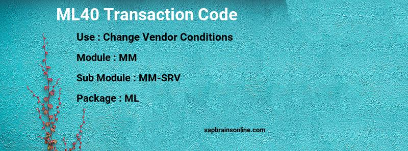 SAP ML40 transaction code