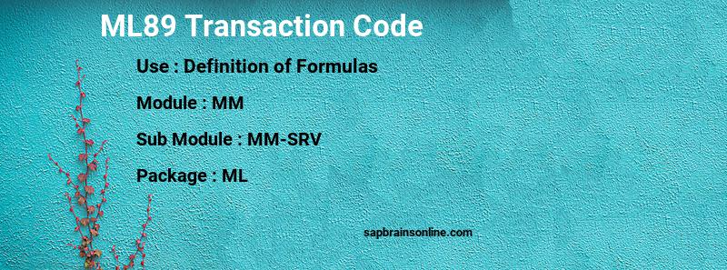 SAP ML89 transaction code