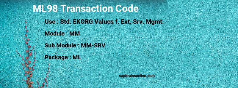 SAP ML98 transaction code