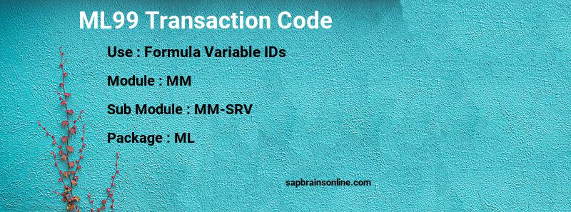 SAP ML99 transaction code