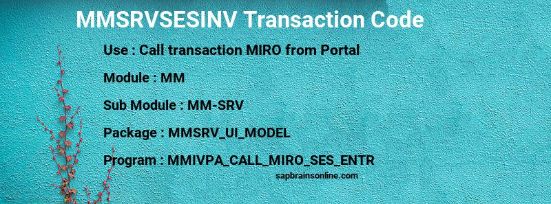 SAP MMSRVSESINV transaction code