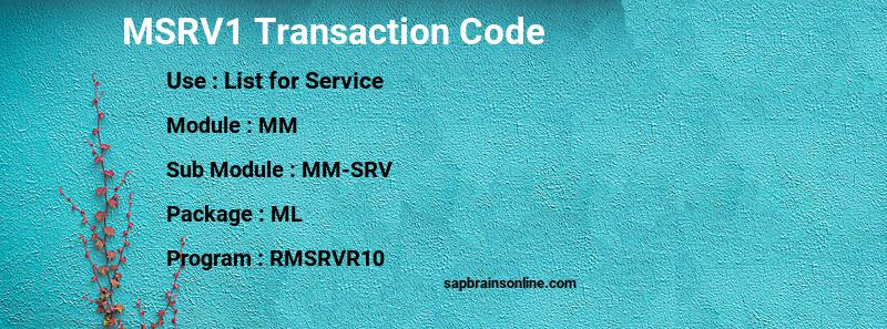 SAP MSRV1 transaction code