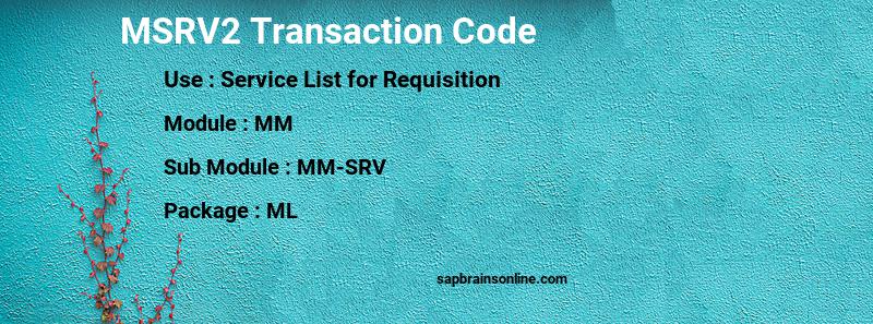 SAP MSRV2 transaction code