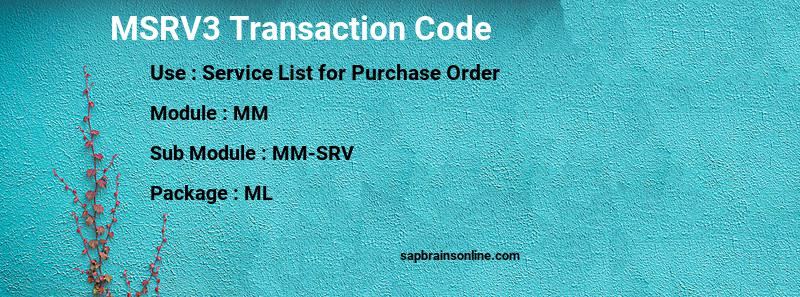 SAP MSRV3 transaction code