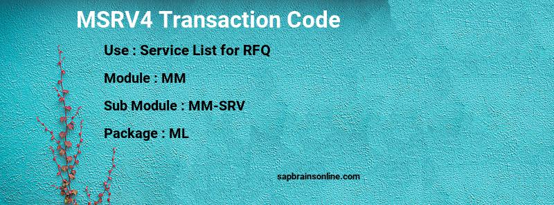 SAP MSRV4 transaction code