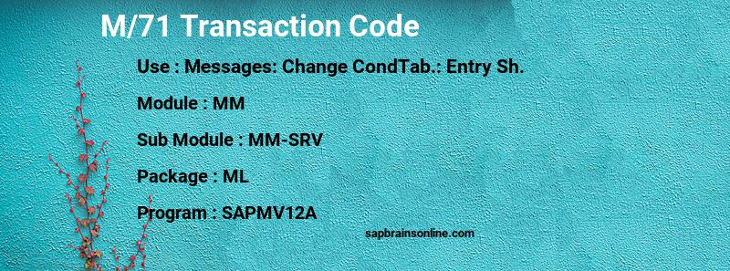 SAP M/71 transaction code