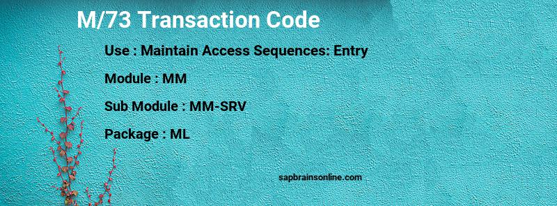 SAP M/73 transaction code