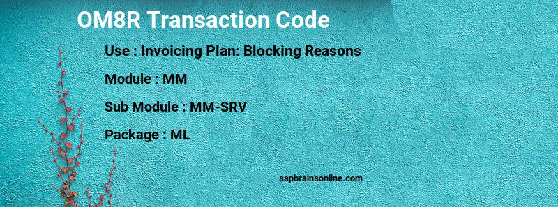 SAP OM8R transaction code