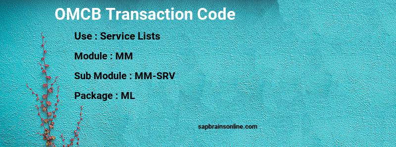 SAP OMCB transaction code