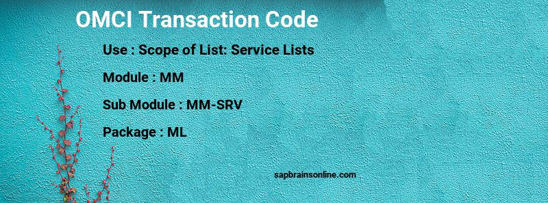 SAP OMCI transaction code
