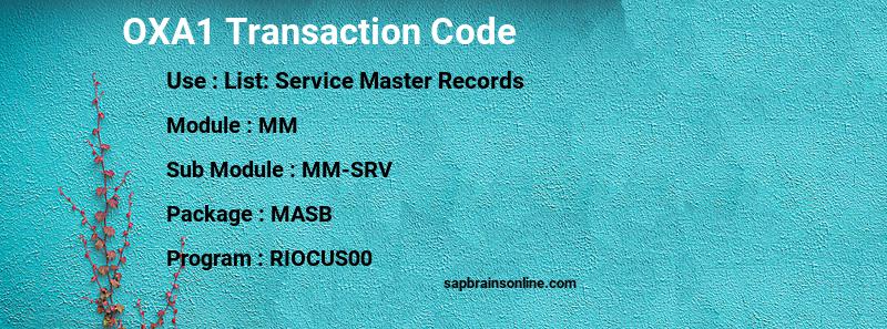 SAP OXA1 transaction code