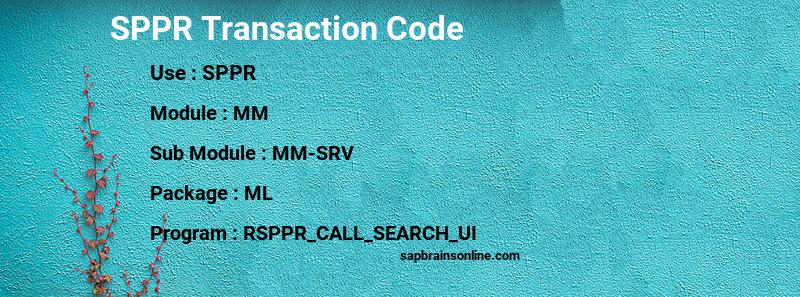 SAP SPPR transaction code