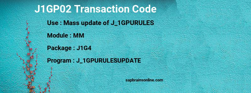 SAP J1GP02 transaction code