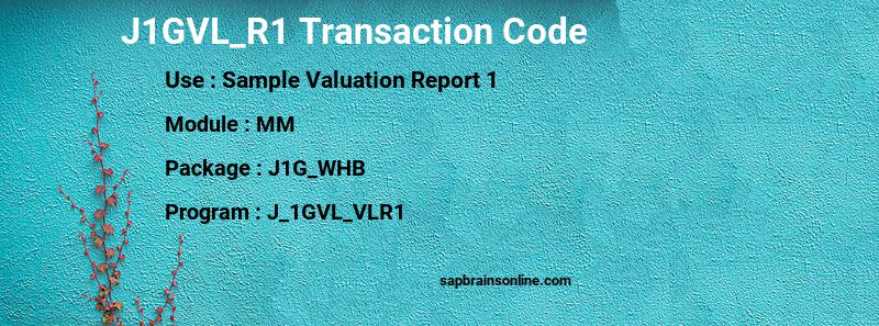 SAP J1GVL_R1 transaction code