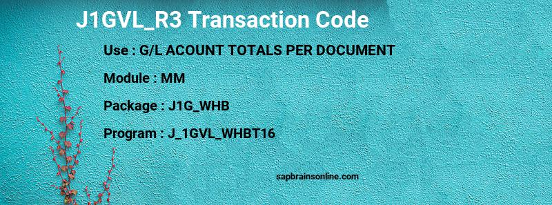SAP J1GVL_R3 transaction code