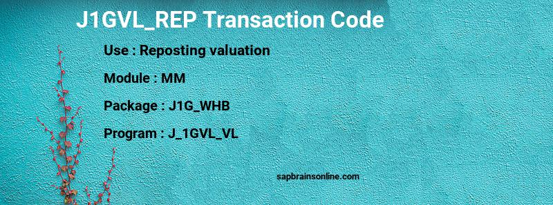 SAP J1GVL_REP transaction code
