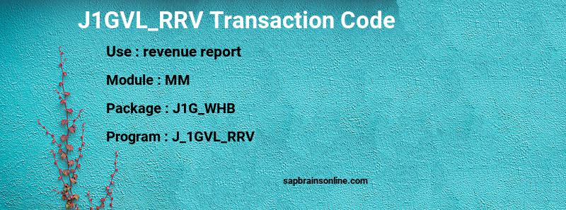 SAP J1GVL_RRV transaction code