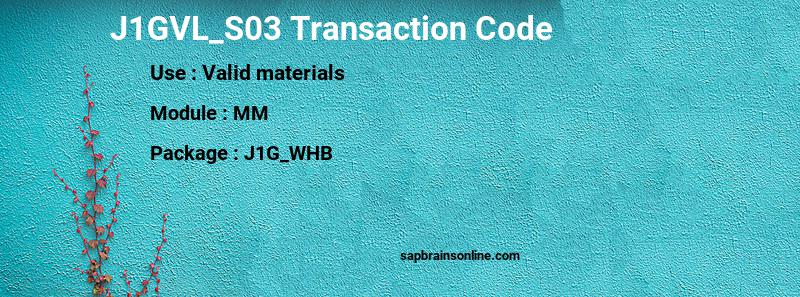 SAP J1GVL_S03 transaction code