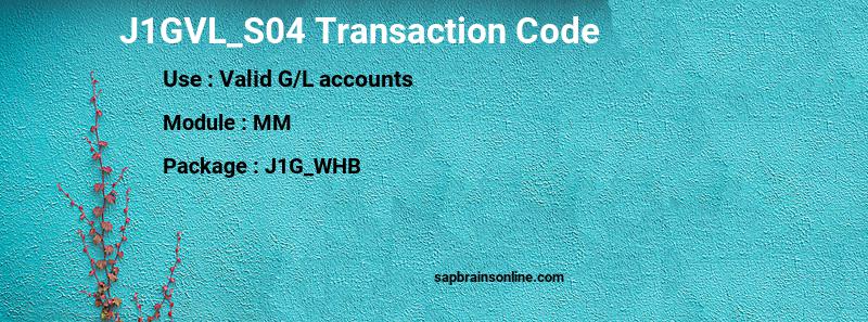 SAP J1GVL_S04 transaction code