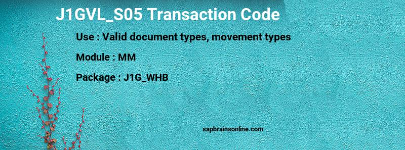 SAP J1GVL_S05 transaction code