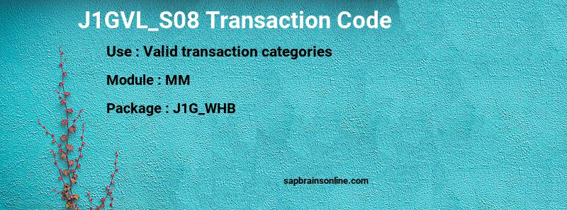 SAP J1GVL_S08 transaction code