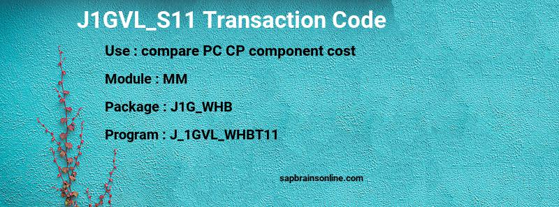 SAP J1GVL_S11 transaction code