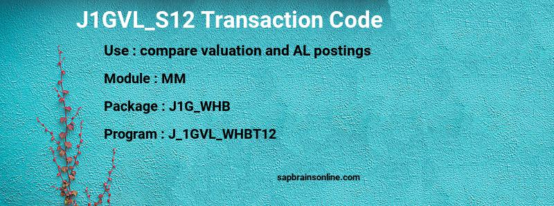 SAP J1GVL_S12 transaction code
