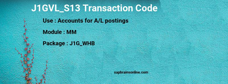 SAP J1GVL_S13 transaction code