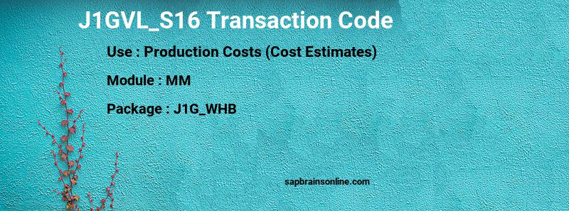 SAP J1GVL_S16 transaction code