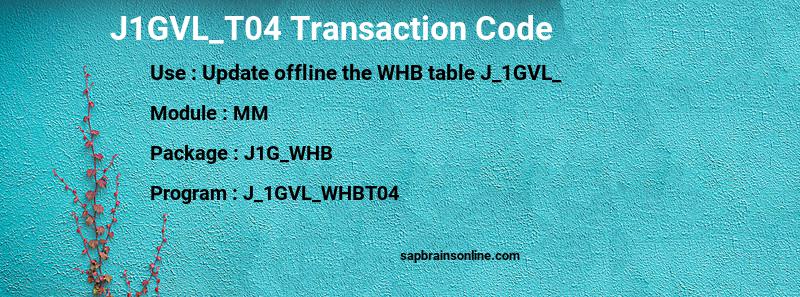 SAP J1GVL_T04 transaction code