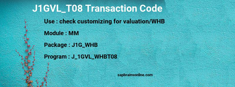 SAP J1GVL_T08 transaction code