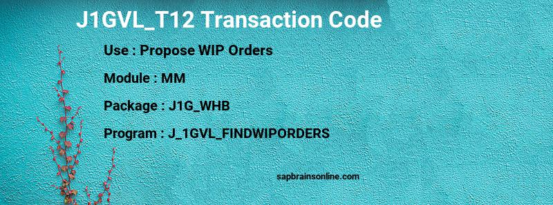 SAP J1GVL_T12 transaction code