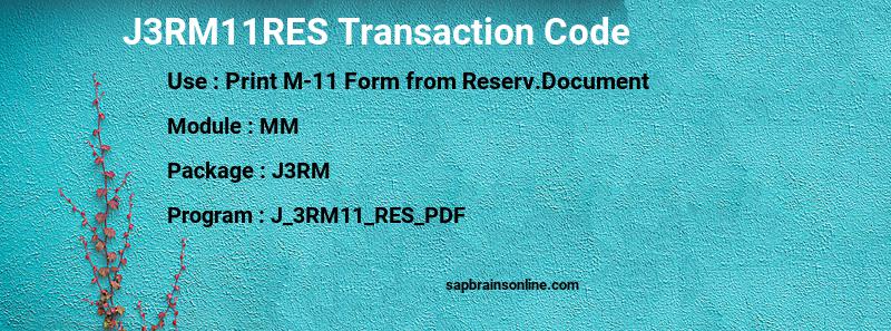 SAP J3RM11RES transaction code