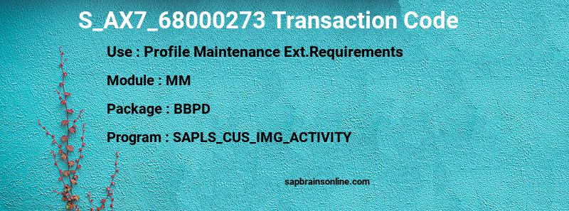 SAP S_AX7_68000273 transaction code