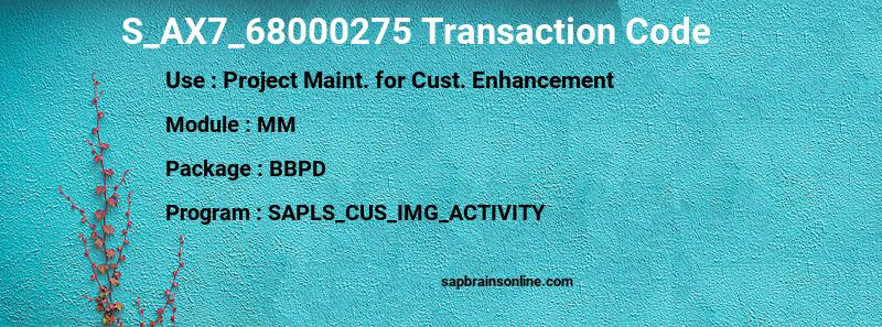 SAP S_AX7_68000275 transaction code