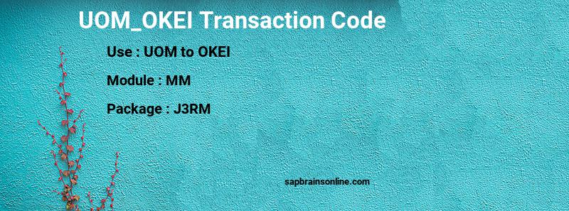 SAP UOM_OKEI transaction code