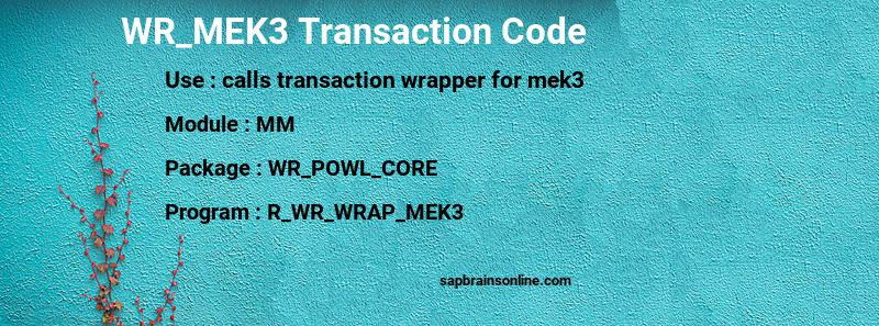 SAP WR_MEK3 transaction code