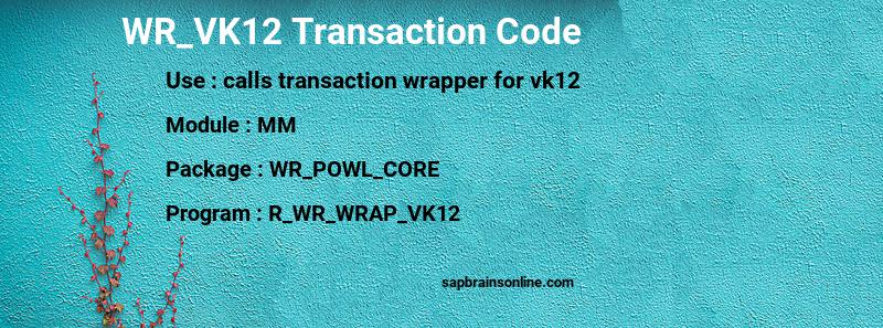 SAP WR_VK12 transaction code