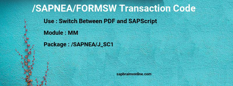 SAP /SAPNEA/FORMSW transaction code
