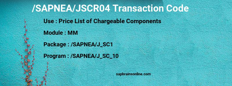 SAP /SAPNEA/JSCR04 transaction code