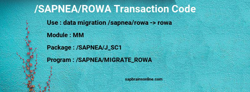 SAP /SAPNEA/ROWA transaction code