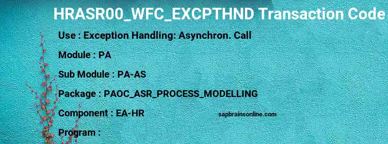 SAP HRASR00_WFC_EXCPTHND transaction code