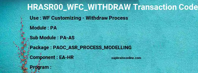 SAP HRASR00_WFC_WITHDRAW transaction code