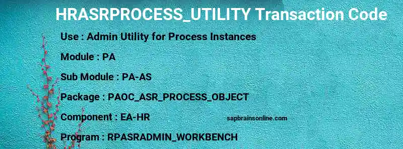 SAP HRASRPROCESS_UTILITY transaction code